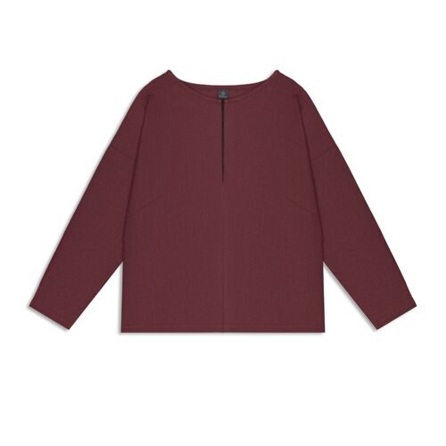 Блузка прямого кроя из конопли и хлопка, бордовый